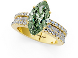 Yellow gold Fancy Green Marquise  Solitaire Diamond with Pave and Channel Set Band_62