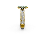 Yellow gold Fancy Green Marquise  Solitaire Diamond with Pave and Channel Set Band_63