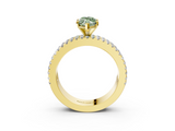 Yellow gold Fancy Green Marquise  Solitaire Diamond with Pave and Channel Set Band_64
