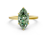 Yellow gold Fancy Green Marquise  Solitaire Engagement Ring with Cathedral Band and Four-Prong Setting_21