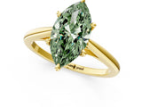 Yellow gold Fancy Green Marquise  Solitaire Engagement Ring with Four-Prong Setting and Classic Band 1