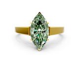 Yellow gold Fancy Green Marquise  Solitaire Engagement Ring with Four-Prong Setting and Tapered Band_3