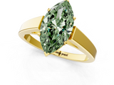 Yellow gold Fancy Green Marquise  Solitaire Engagement Ring with Four-Prong Setting and Tapered Band_4