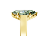 Yellow gold Fancy Green Marquise  Solitaire Engagement Ring with Four-Prong Setting and Tapered Band_8