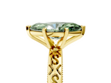 Yellow gold Fancy Green Marquise  Solitaire Engagement Ring with Scrollwork Band and Four-Prong Setting_171