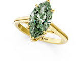 Yellow gold Fancy Green Marquise  Solitaire Engagement Ring with Six-Prong Setting and Classic Band 2