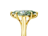 Yellow gold Fancy Green Marquise  Solitaire Engagement Ring with Six-Prong Setting and Classic Band