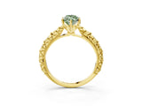 Yellow gold Fancy Green Marquise  Solitaire Floral Milgrain Engagement Ring_53