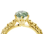 Yellow gold Fancy Green Marquise  Solitaire Floral Milgrain Engagement Ring_54