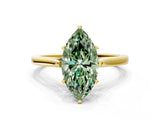 Yellow gold Fancy Green Marquise  Solitaire Heart Prong Engagement Ring with Tapered Band_55