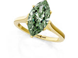 Yellow gold Fancy Green Marquise  Solitaire Heart Prong Engagement Ring with Tapered Band_56
