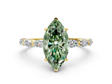 Yellow gold Fancy Green Marquise  Solitaire Marquise Side Stone Prong Setting Ring_45