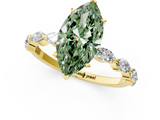 Yellow gold Fancy Green Marquise  Solitaire Marquise Side Stone Prong Setting Ring_46