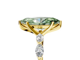Yellow gold Fancy Green Marquise  Solitaire Marquise Side Stone Prong Setting Ring_50