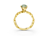 Yellow gold Fancy Green Marquise  Solitaire Milgrain Diamond Engagement Ring with Bezel and Marquise Band_154