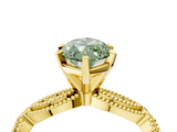 Yellow gold Fancy Green Marquise  Solitaire Milgrain Diamond Engagement Ring with Bezel and Marquise Band_155