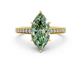 Yellow gold Fancy Green Marquise  Solitaire Pavé Band Prong Setting Ring_20