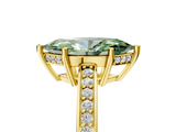 Yellow gold Fancy Green Marquise  Solitaire Pavé Band Prong Setting Ring_25
