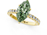 Yellow gold Fancy Green Marquise  Solitaire Pavé Band with Four-Prong Setting_187