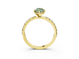 Yellow gold Fancy Green Marquise  Solitaire Pavé Band with Four-Prong Setting_189