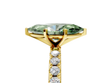 Yellow gold Fancy Green Marquise  Solitaire Pavé Band with Four-Prong Setting_191