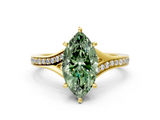 Yellow gold Fancy Green Marquise  Solitaire Pavé Band with Four-Prong Setting_28