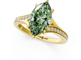 Yellow gold Fancy Green Marquise  Solitaire Pavé Band with Four-Prong Setting_29