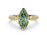 Yellow gold Fancy Green Marquise  Solitaire Pavé Diamond Engagement Ring with Four-Prong Setting_154