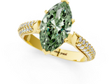 Yellow gold Fancy Green Marquise  Solitaire Pavé Diamond Engagement Ring with Four-Prong Setting_155