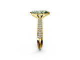 Yellow gold Fancy Green Marquise  Solitaire Pavé Diamond Engagement Ring with Four-Prong Setting_156