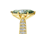 Yellow gold Fancy Green Marquise  Solitaire Pavé Diamond Engagement Ring with Four-Prong Setting_159
