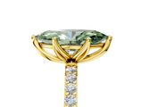 Yellow gold Fancy Green Marquise  Solitaire Pavé Diamond Engagement Ring with Four-Prong Setting_30
