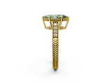 Yellow gold Fancy Green Marquise  Solitaire Pavé Diamond Milgrain Engagement Ring with Four-Prong Setting_5