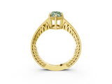 Yellow gold Fancy Green Marquise  Solitaire Pavé Diamond Milgrain Engagement Ring with Four-Prong Setting_6