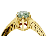 Yellow gold Fancy Green Marquise  Solitaire Pavé Diamond Milgrain Engagement Ring with Four-Prong Setting_7