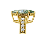 Yellow gold Fancy Green Marquise  Solitaire Pavé Diamond Milgrain Engagement Ring with Four-Prong Setting_8