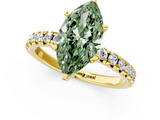 Yellow gold Fancy Green Marquise  Solitaire Pave Diamond Engagement Ring with Four-Prong Setting_331