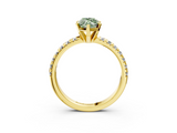 Yellow gold Fancy Green Marquise  Solitaire Pave Diamond Engagement Ring with Four-Prong Setting_333