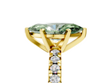 Yellow gold Fancy Green Marquise  Solitaire Pave Diamond Engagement Ring with Four-Prong Setting_335
