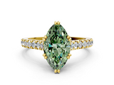 Yellow gold Fancy Green Marquise  Solitaire Pave Diamond Engagement Ring with Prong Setting_20
