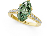 Yellow gold Fancy Green Marquise  Solitaire Pave Diamond Engagement Ring with Prong Setting_21