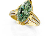 Yellow gold Fancy Green Marquise  Solitaire Pave Split Shank Ring with Four-Prong Setting_82