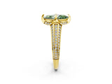 Yellow gold Fancy Green Marquise  Solitaire Pave Split Shank Ring with Four-Prong Setting_83
