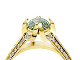 Yellow gold Fancy Green Marquise  Solitaire Pave Split Shank Ring with Four-Prong Setting_85