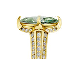 Yellow gold Fancy Green Marquise  Solitaire Pave Split Shank Ring with Four-Prong Setting_86