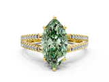Yellow gold Fancy Green Marquise  Solitaire Split Shank Pavé Diamond Engagement Ring_336
