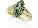 Yellow gold Fancy Green Marquise  Solitaire Split Shank Pavé Diamond Engagement Ring_337