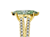 Yellow gold Fancy Green Marquise  Solitaire Split Shank Pavé Diamond Engagement Ring_341