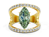 Yellow gold Fancy Green Marquise  Solitaire Split Shank Pave Diamond Ring_50