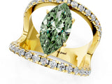 Yellow gold Fancy Green Marquise  Solitaire Split Shank Pave Diamond Ring_51